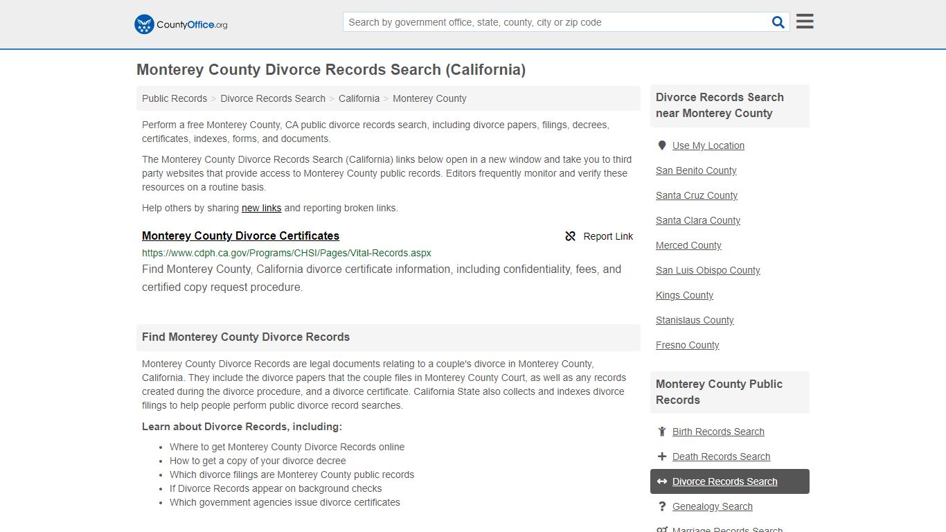 Divorce Records Search - Monterey County, CA (Divorce ...