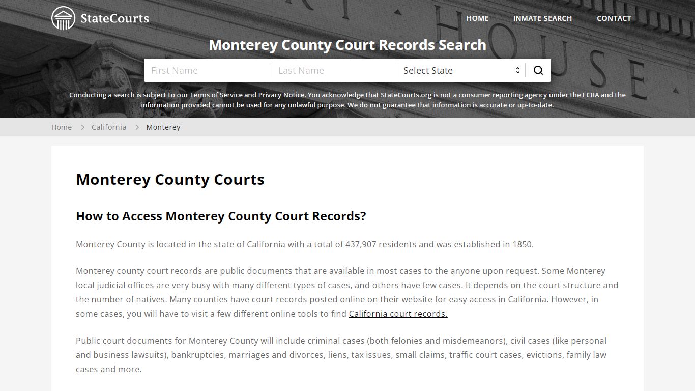 Monterey County, CA Courts - Records & Cases - StateCourts