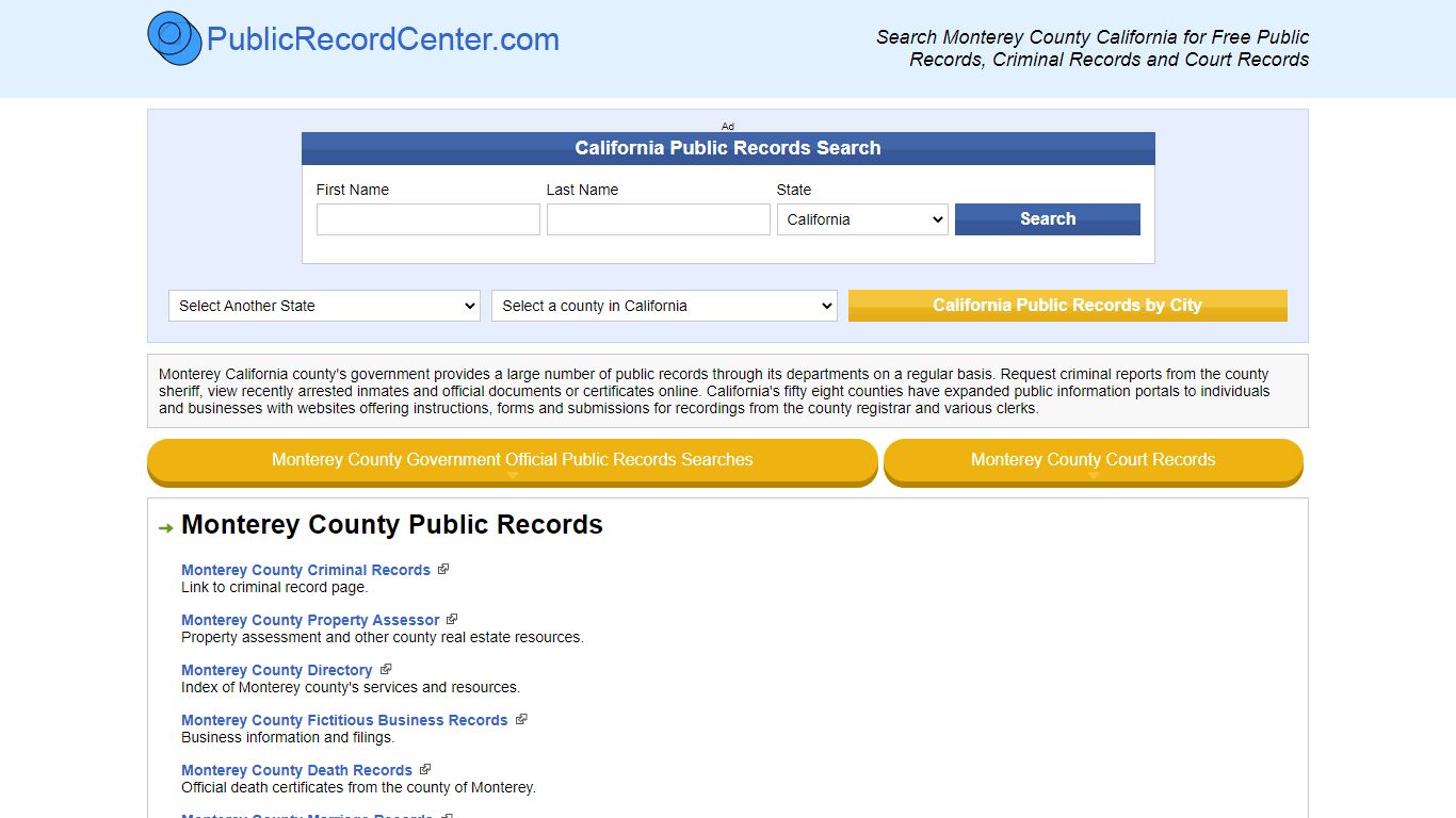Monterey County California Free Public Records - Court ...