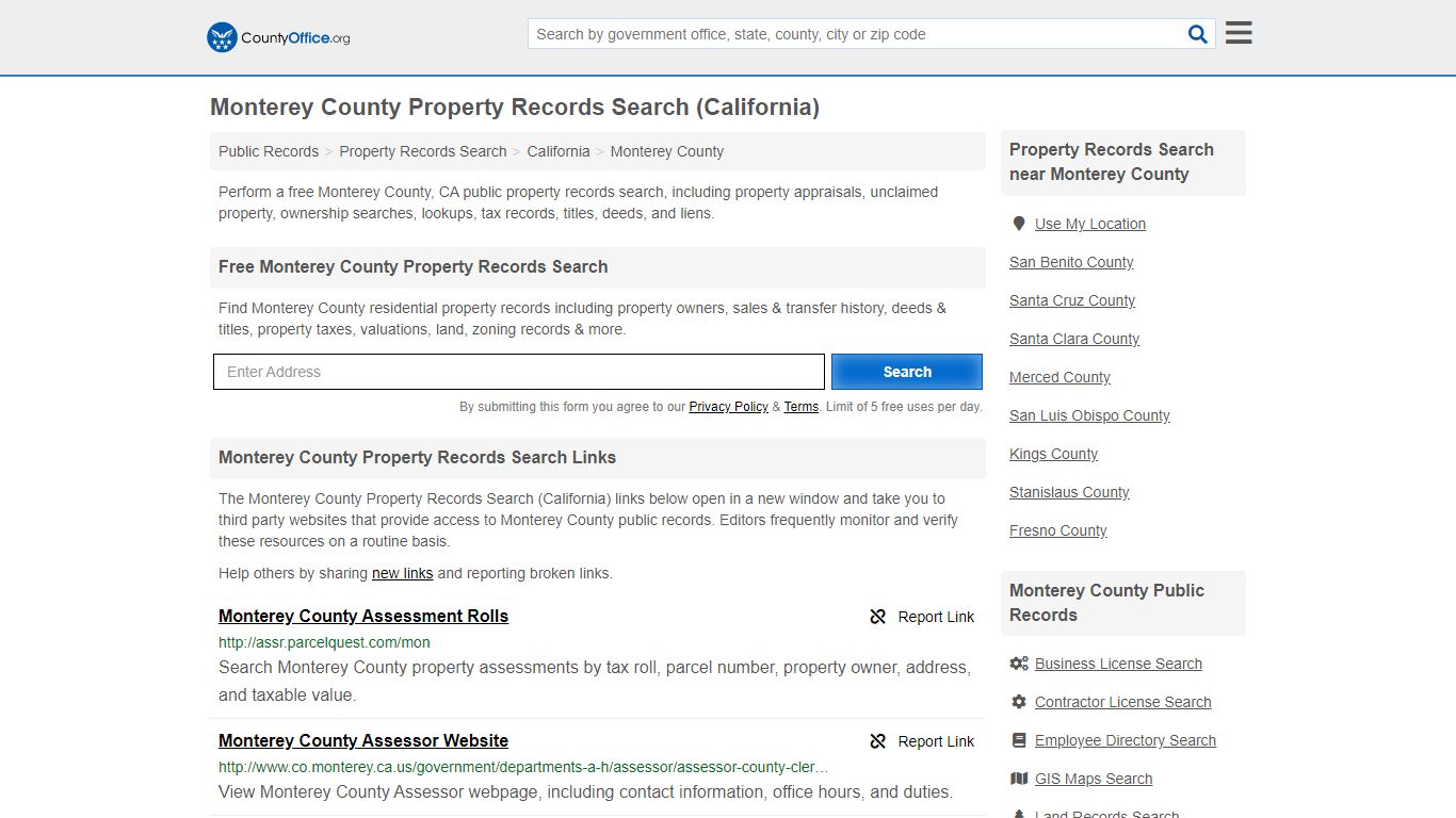 Property Records Search - Monterey County, CA (Assessments ...